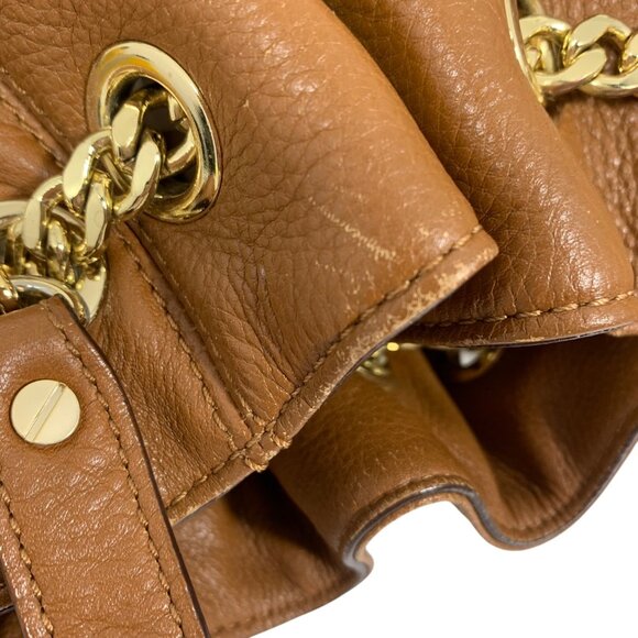 MICHAEL KORS Jet Set Chain Ring Large Tan Brown Leather Shoulder Tote Bag - Picture 13 of 14
